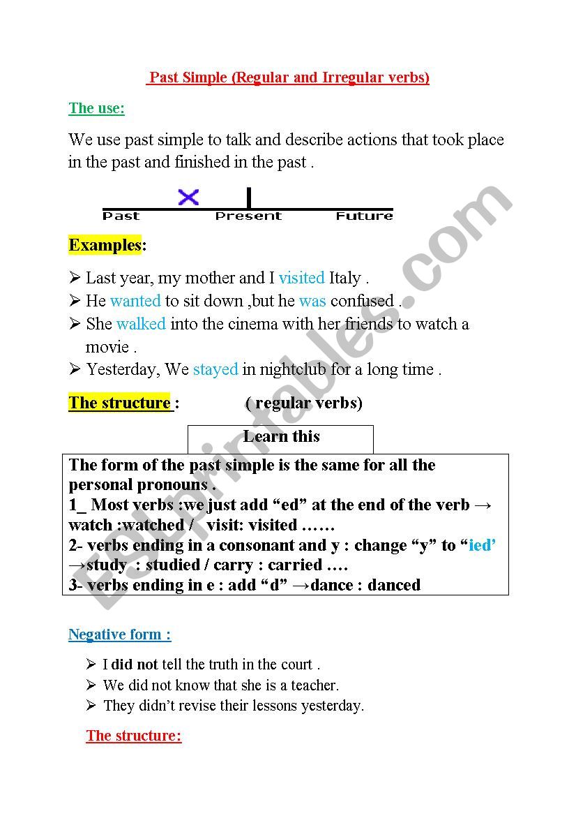 past simple exercises worksheet