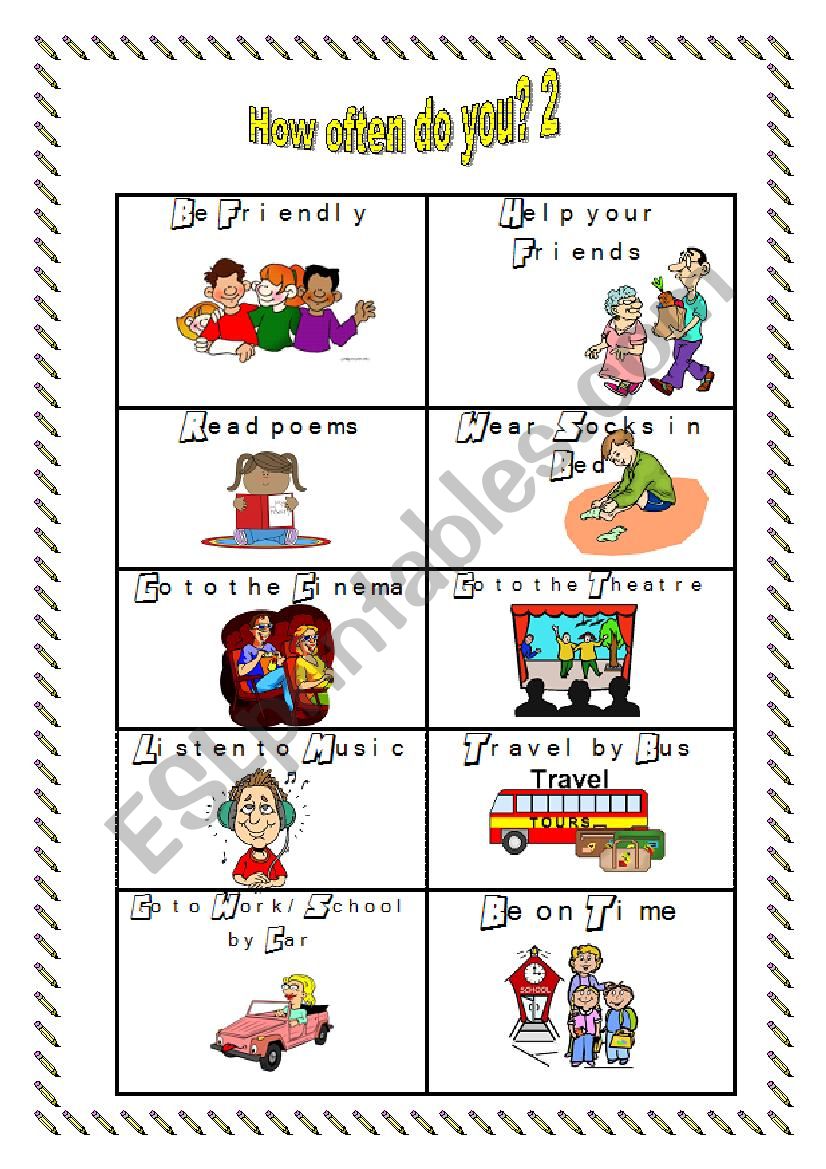Adverbs of frequency- Speaking cards- 2 of 3