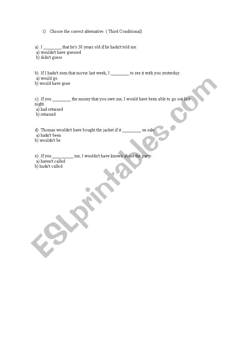 Third Conditional worksheet