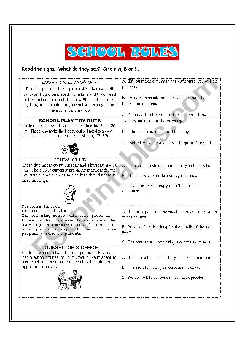 School PET Style Reading Exercise