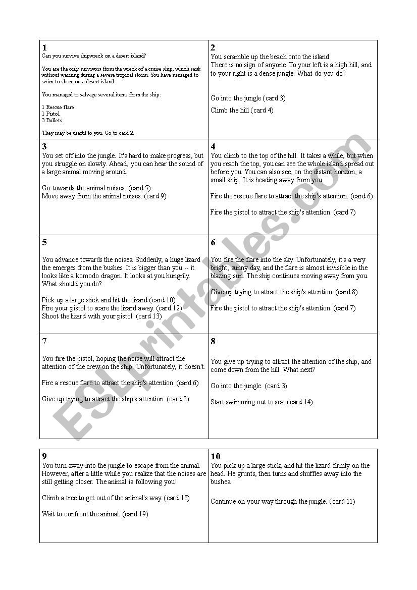 Survival Maze Game worksheet