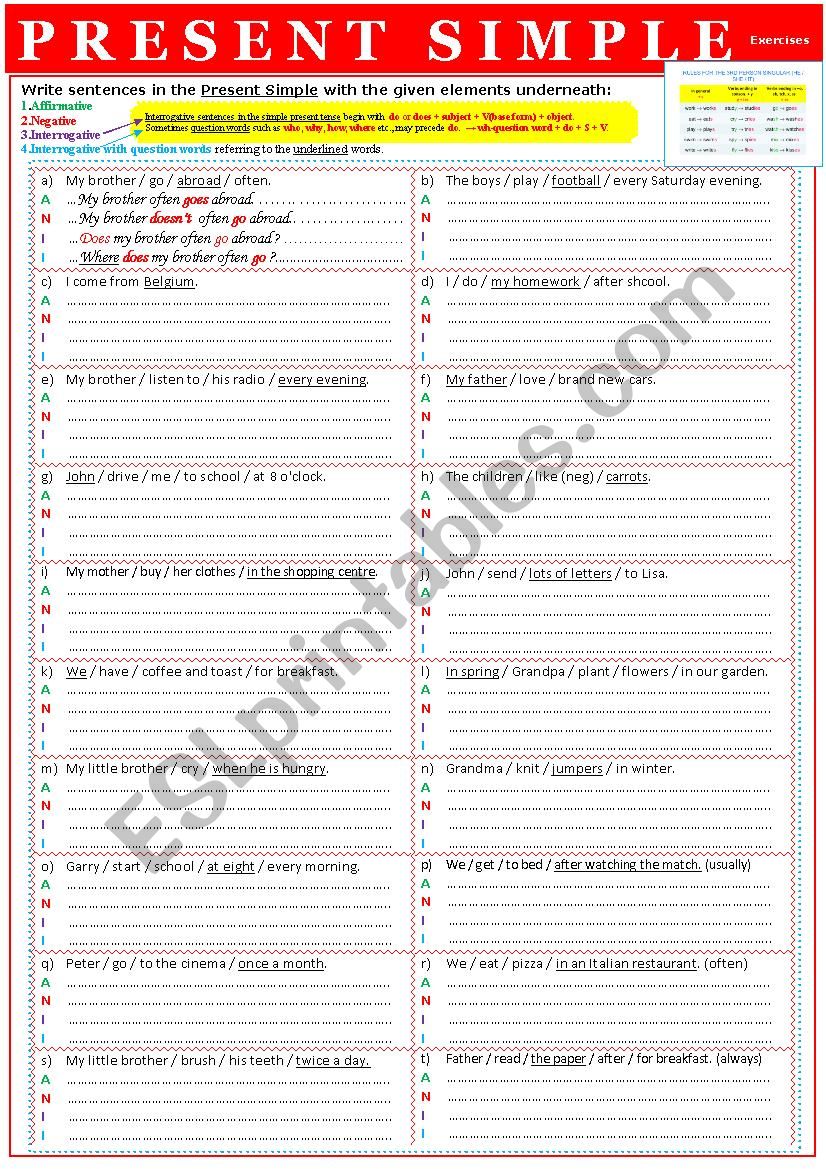 Gr - PRESENT SIMPLE Tense 2 exercises