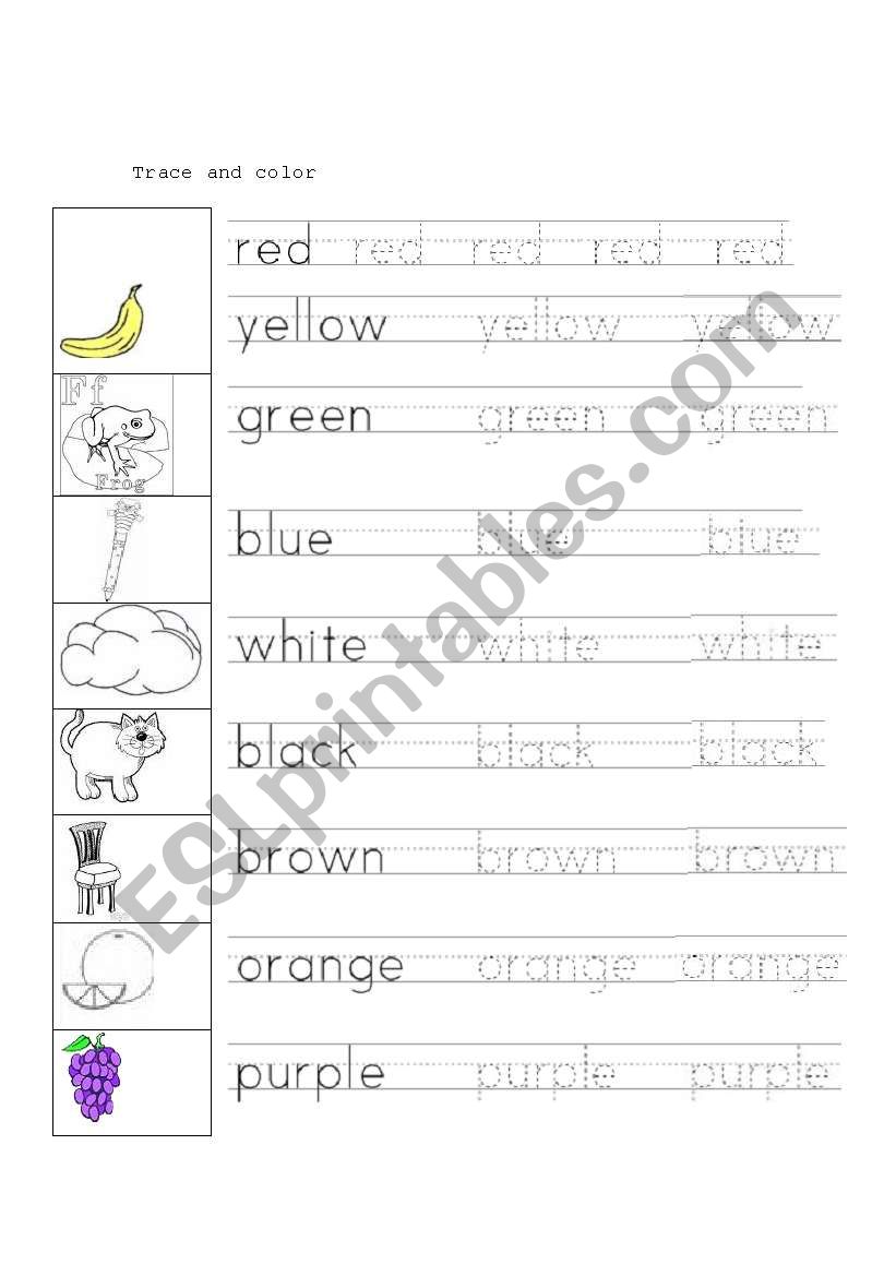 colours worksheet