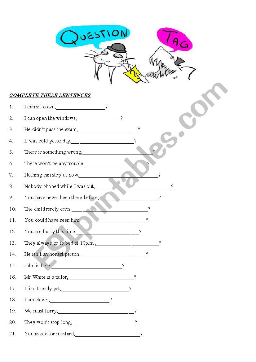 TAG QUESTIONS worksheet