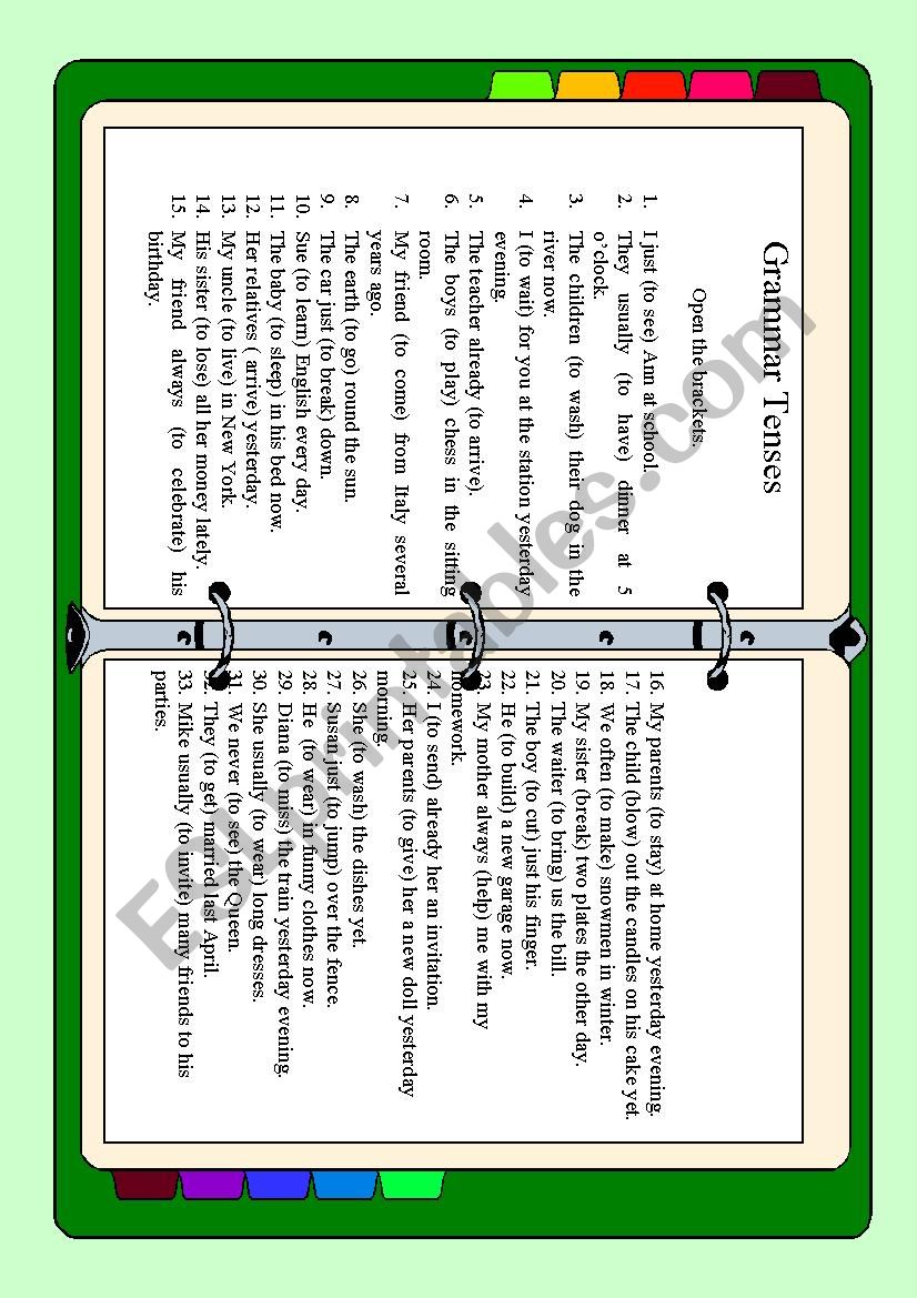 Grammar Tenses worksheet