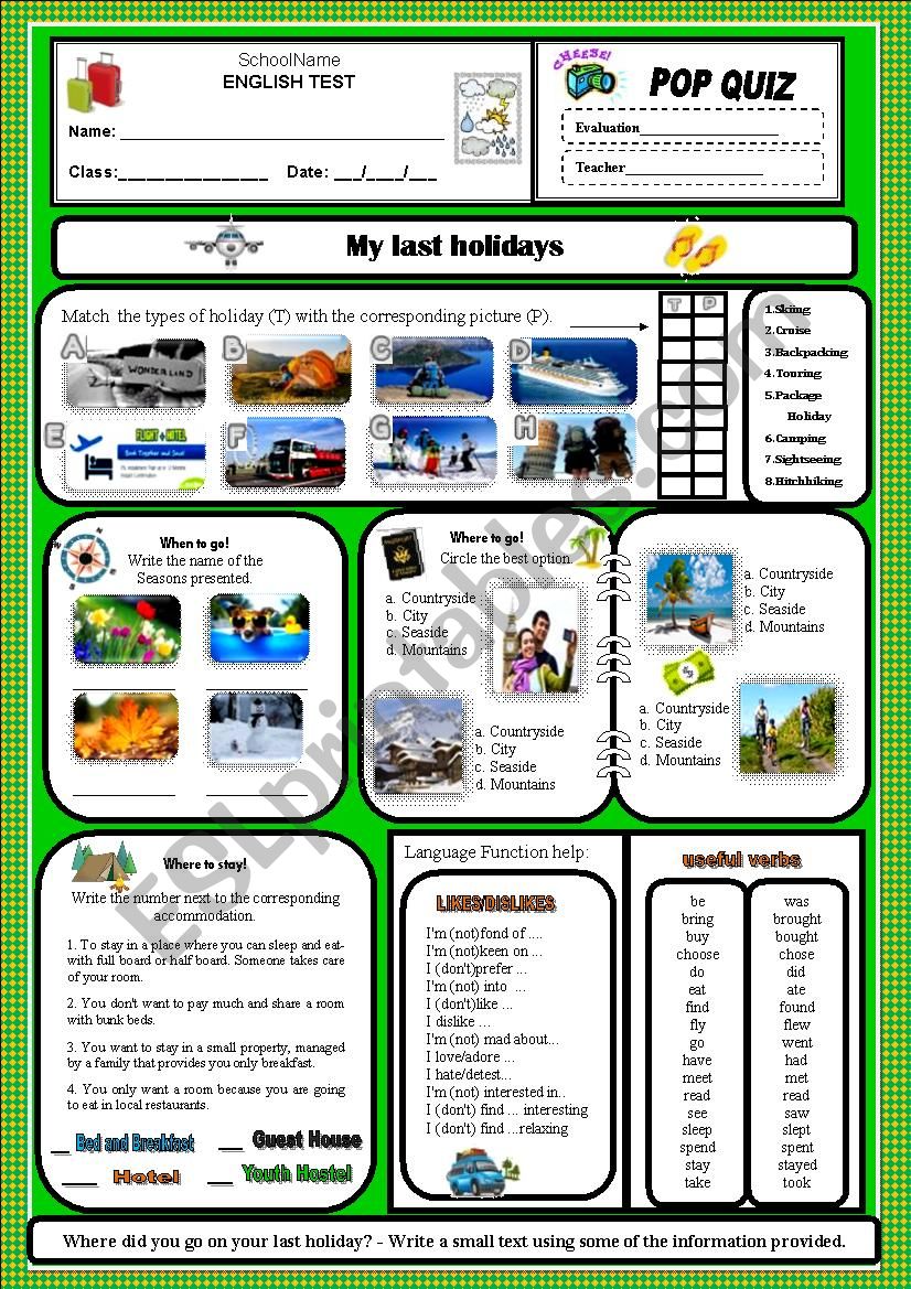Where did you go on your last holiday esl worksheet by alexandradores