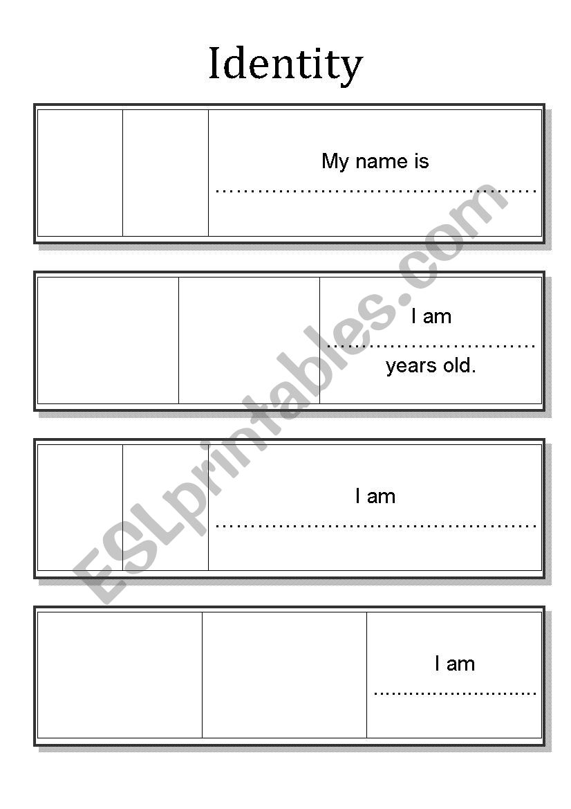 Identity worksheet