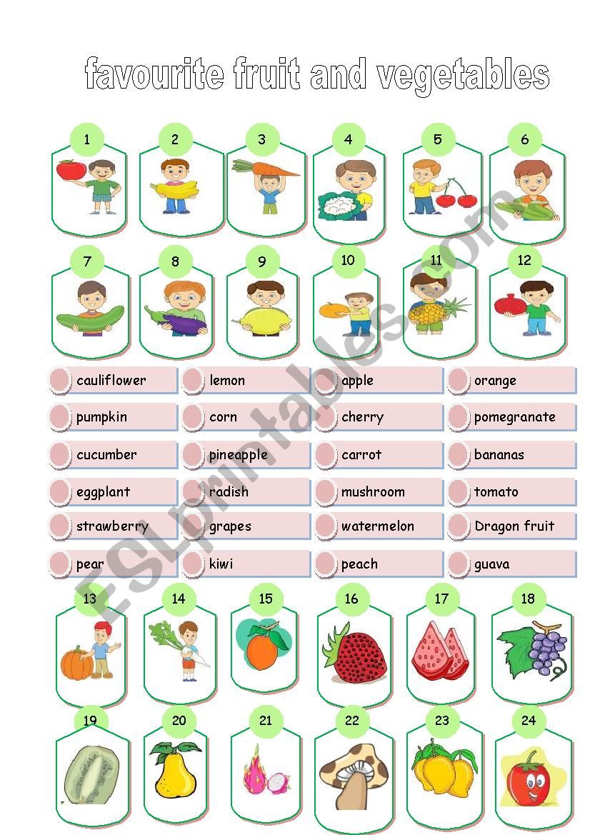 fruit and vegetables worksheet