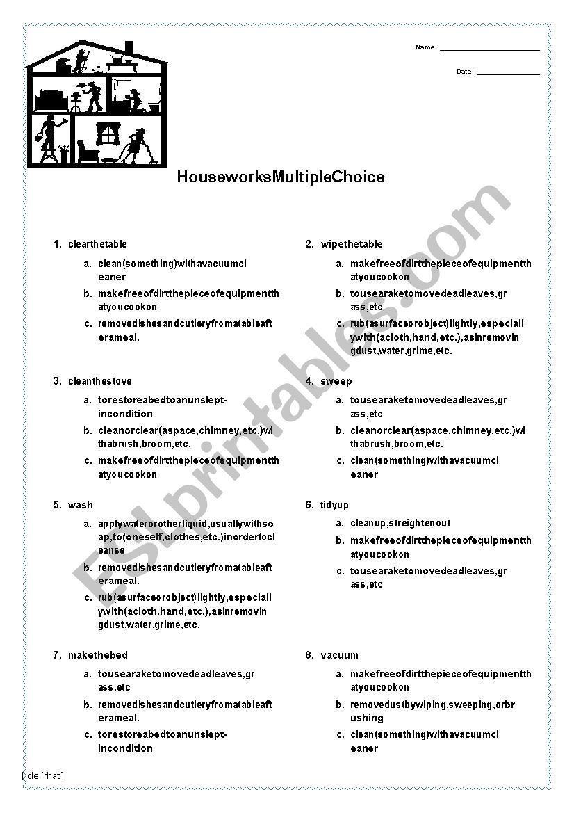 Houseworks Multiple Choice Activity