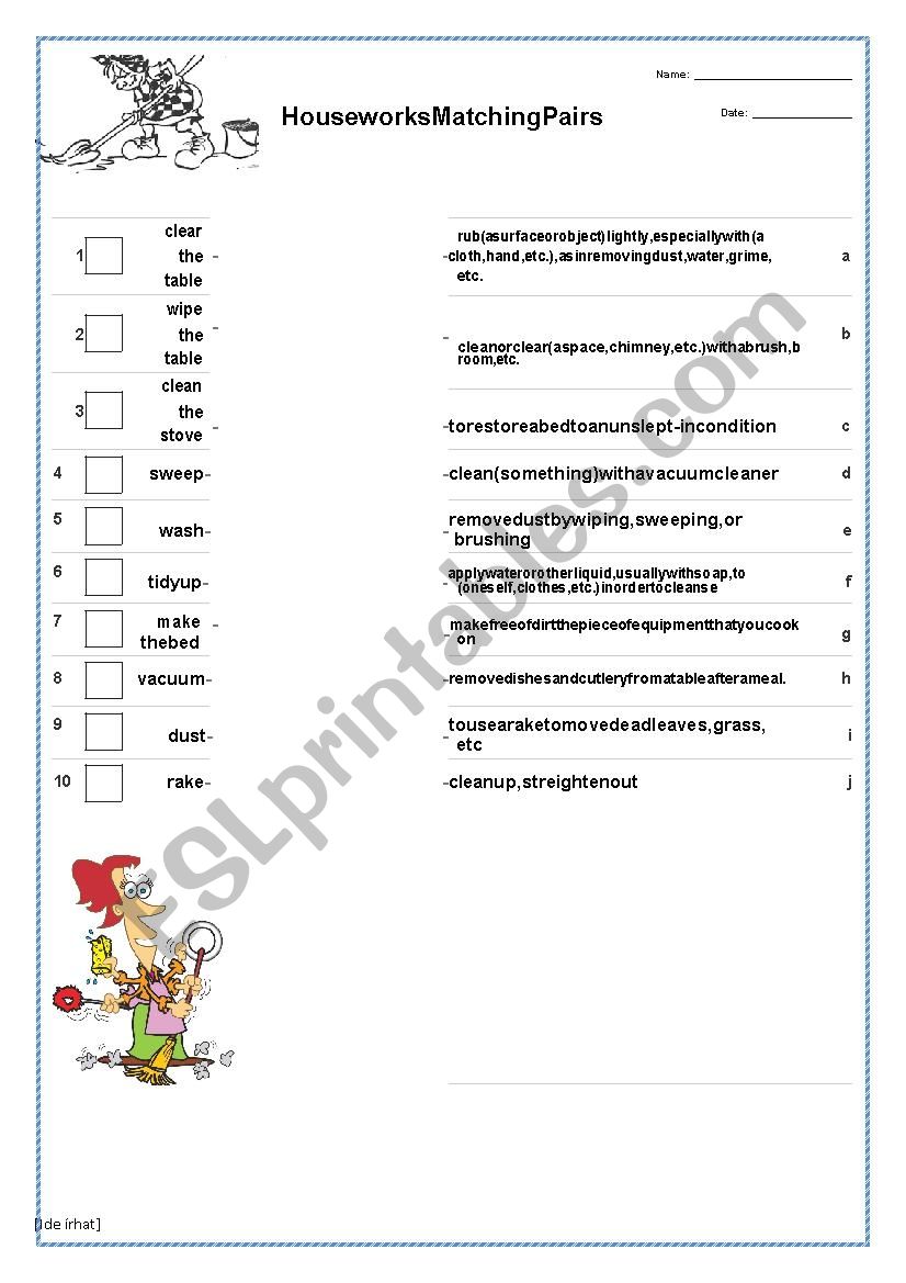 Houseworks Matching Pairs Activity