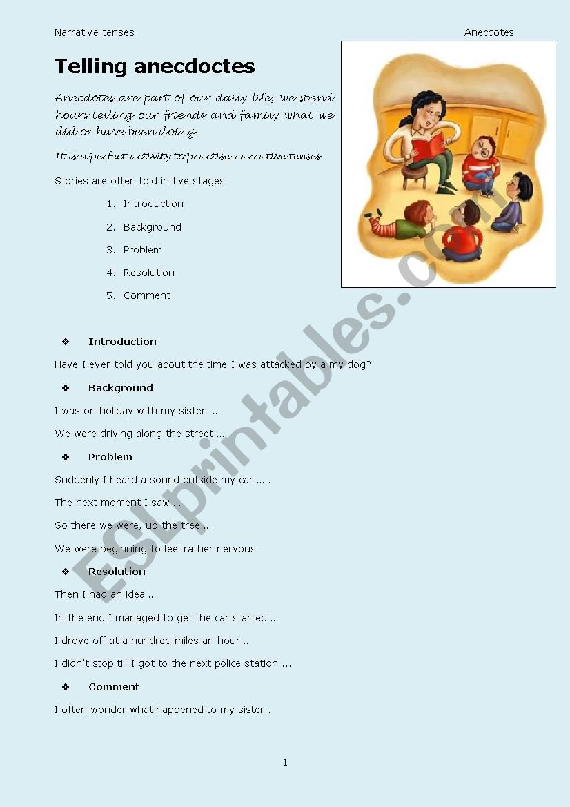 Telling anecdotes worksheet