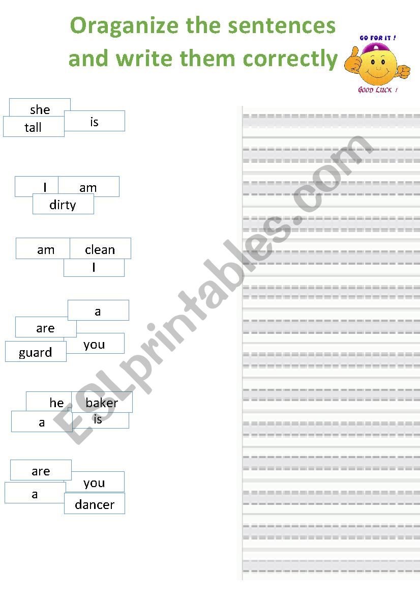 To be sentences worksheet