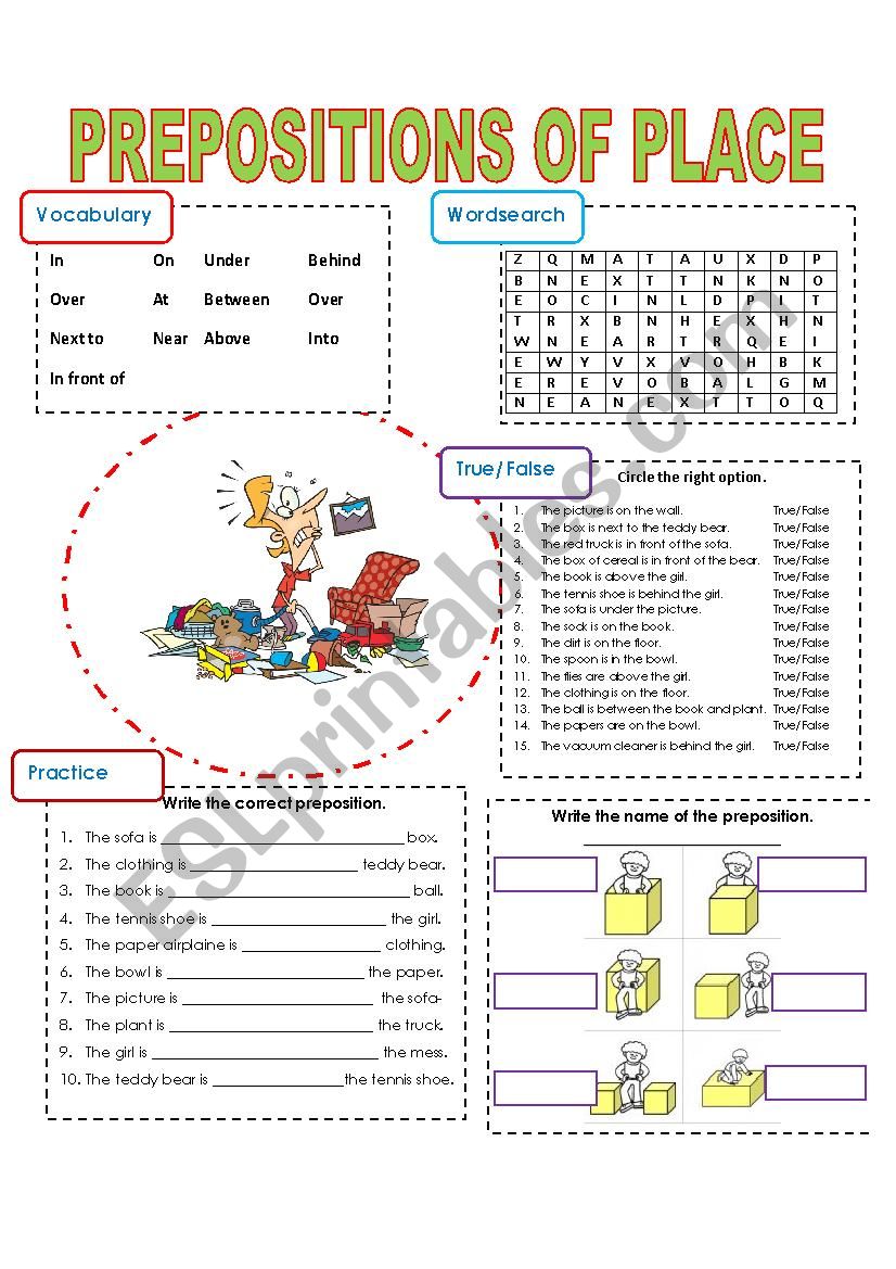 PREPOSITIONS OF PLACE worksheet