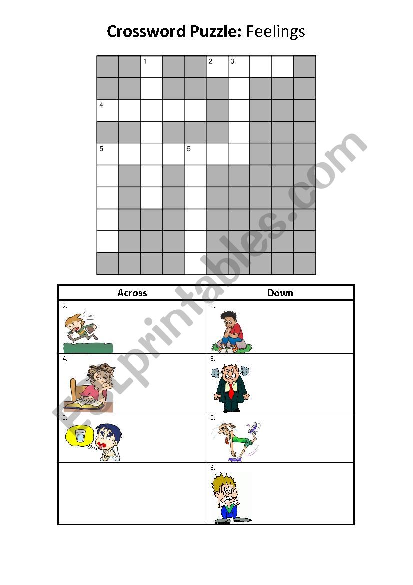 Feelings - Crossword Puzzle 1 worksheet