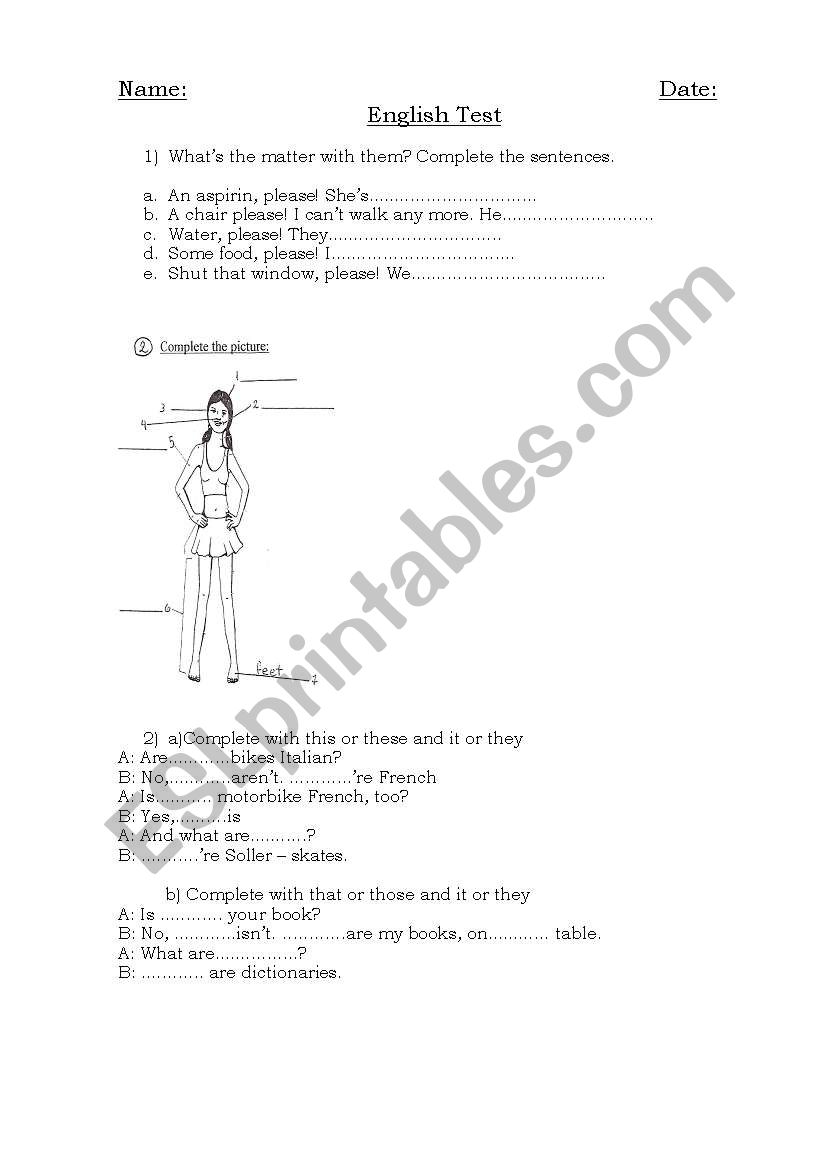 English Test worksheet