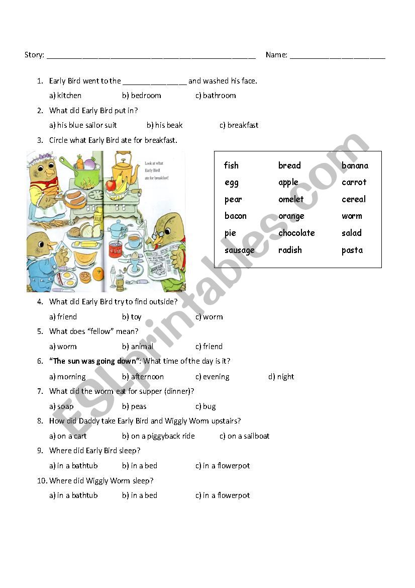 The Early Bird worksheet