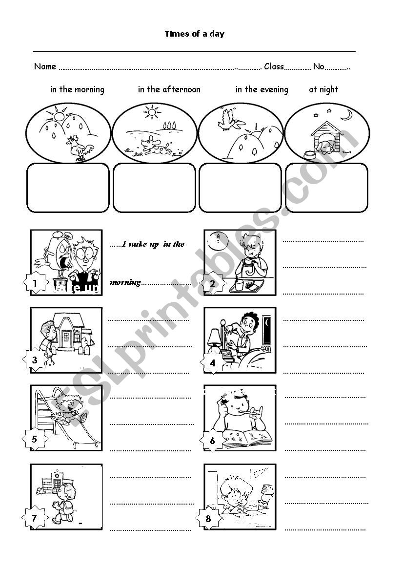 Times of the day worksheet