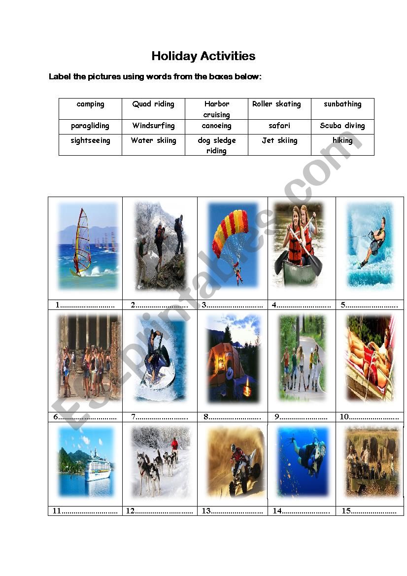 Holiday Activities ESL Worksheet By Fefa101 holiday-activities-esl-worksheet-by-fefa101