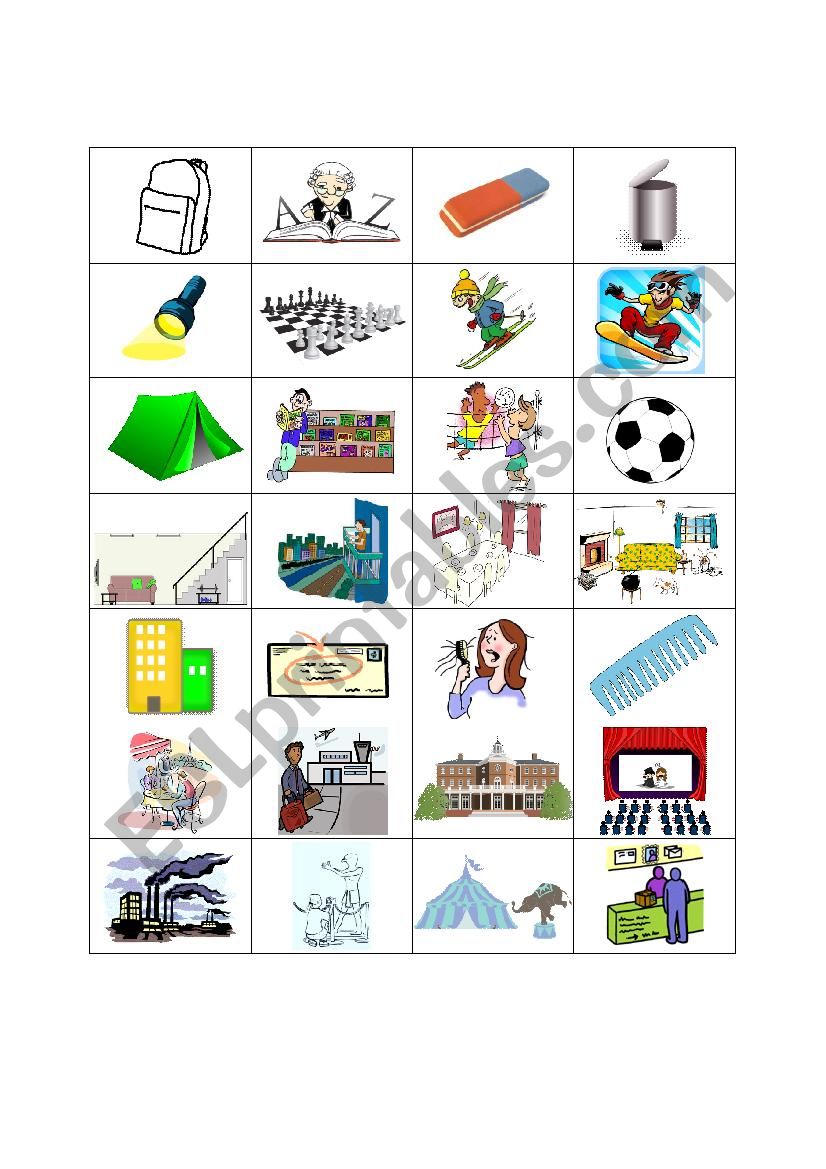 Cambridge Flyers Vocabulary Flashcards/Matching Cards