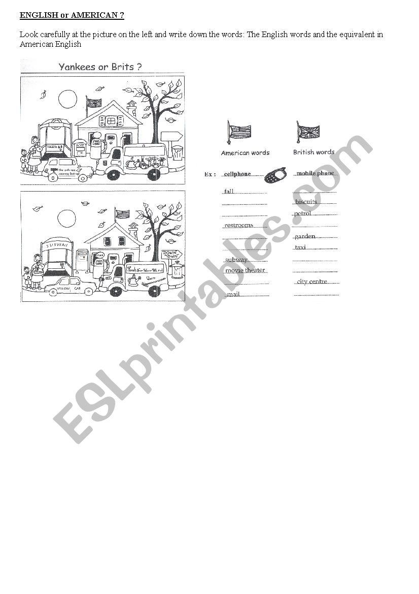 American English worksheet