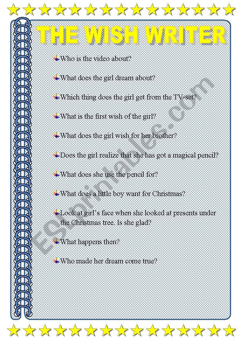 The wish writer worksheet