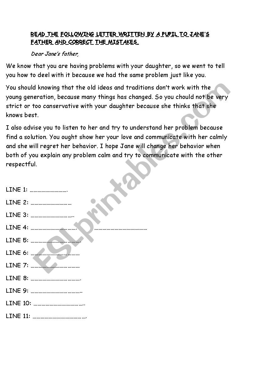 letter worksheet