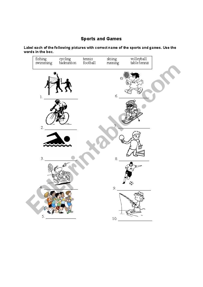 Sports and Games worksheet