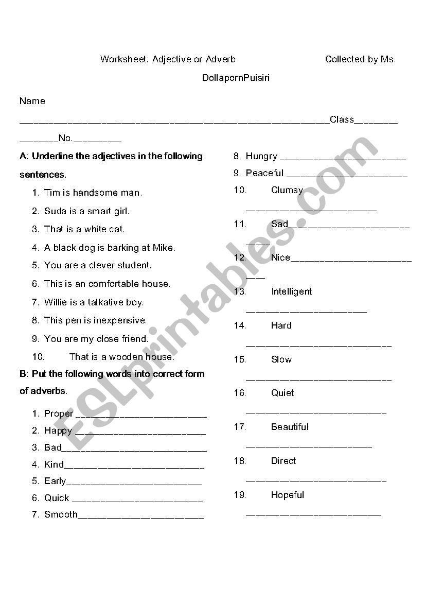 adjective or adverb worksheet