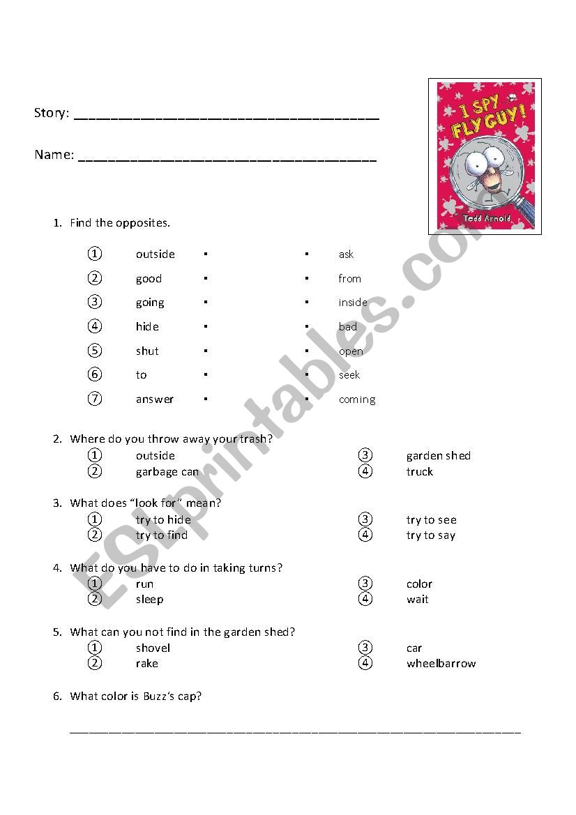 I Spy Fly Guy Vocabulary worksheet