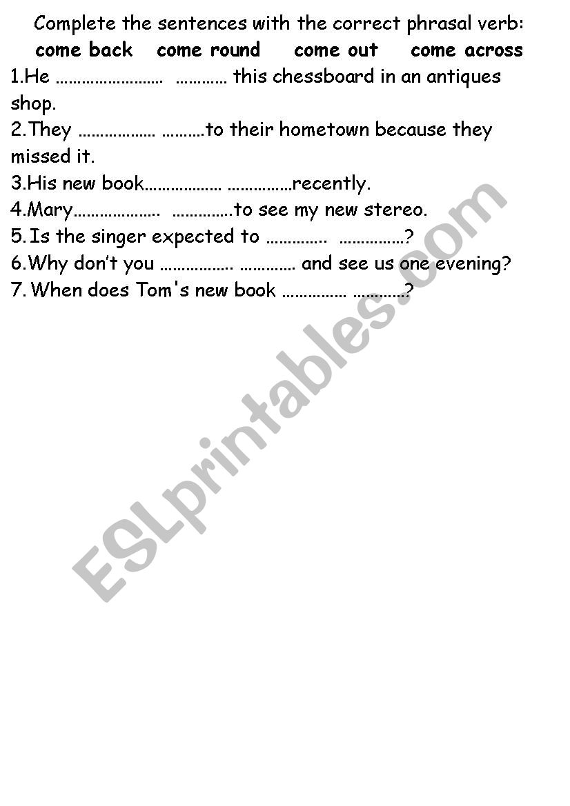 Phrasal verbs  worksheet