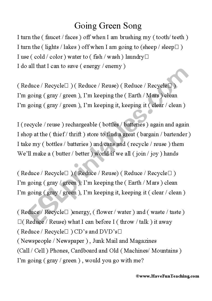going green song (Listening practice)