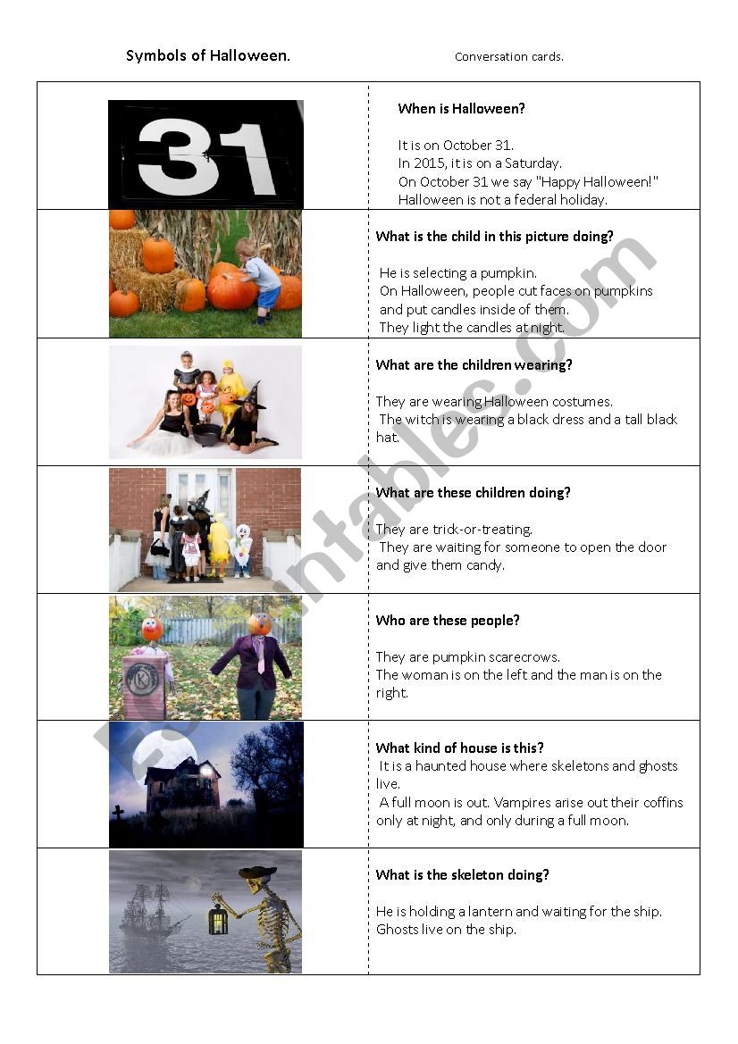 Symbols of Halloween worksheet