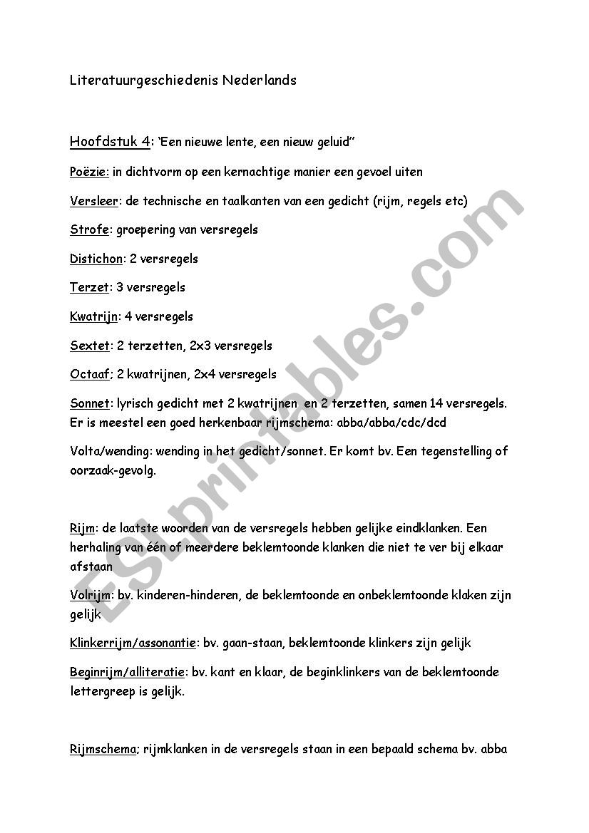 Literature worksheet