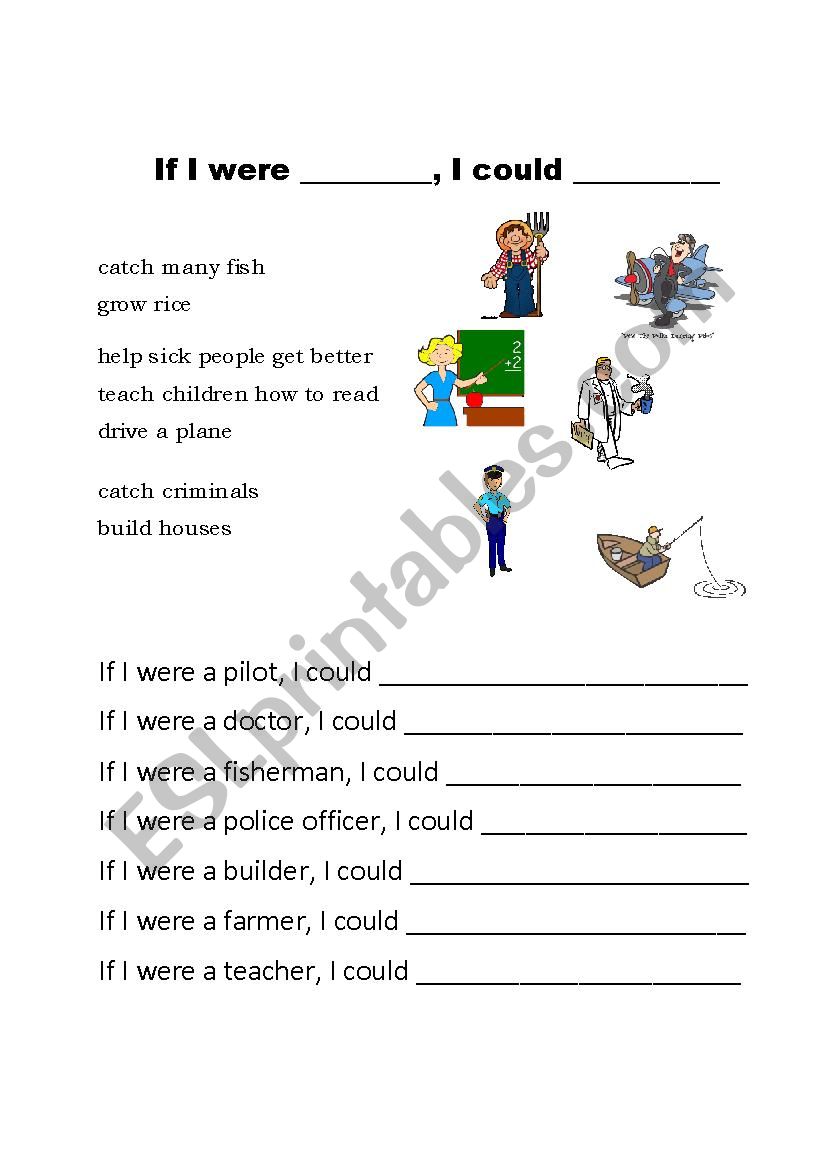 If I were...I could.... worksheet