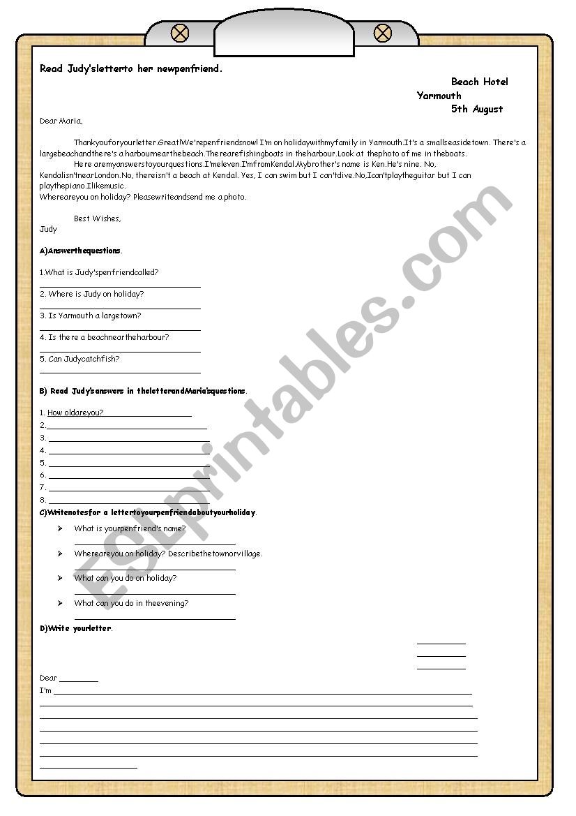 Reading&Writing worksheet