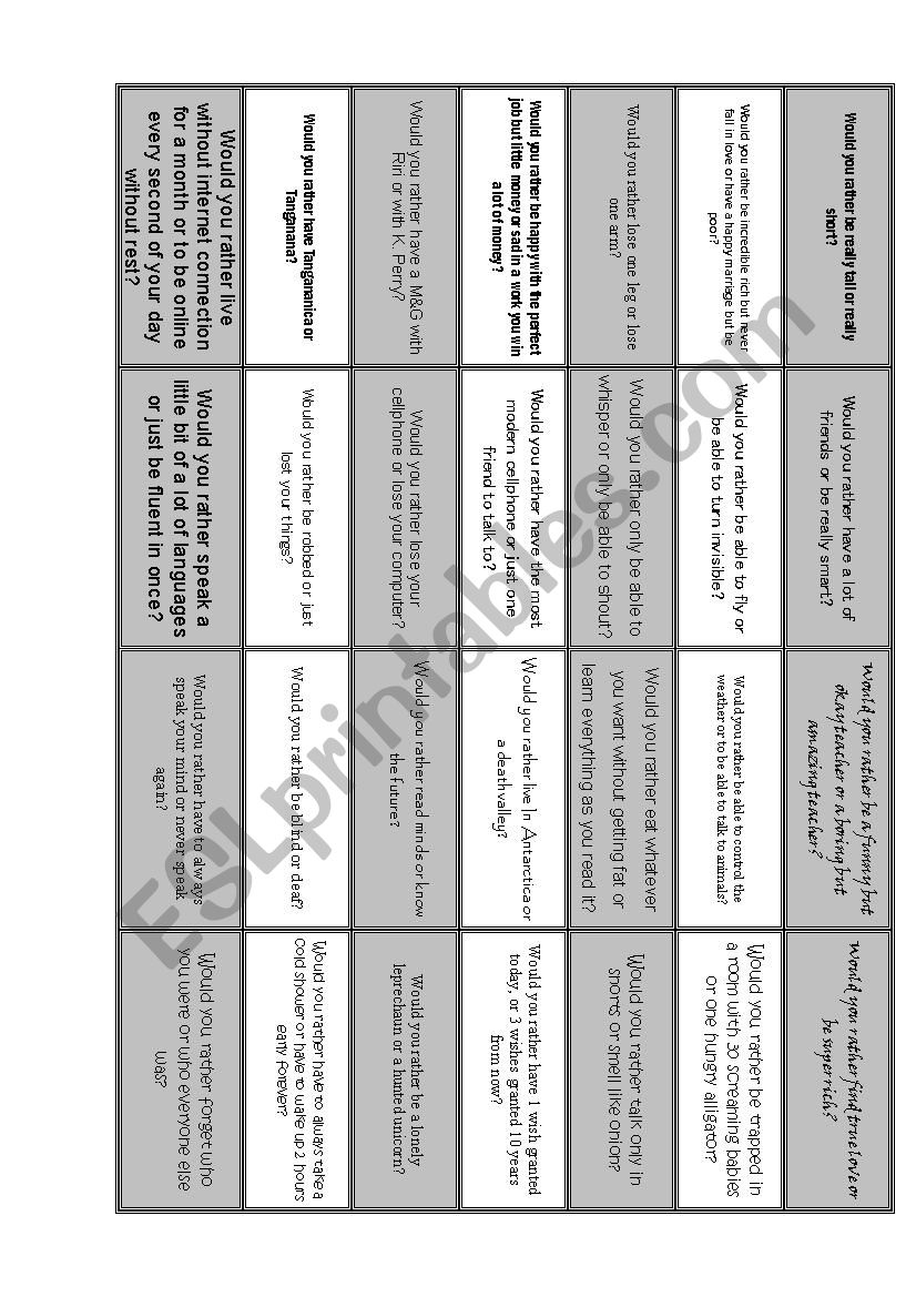 Would you rather...? worksheet