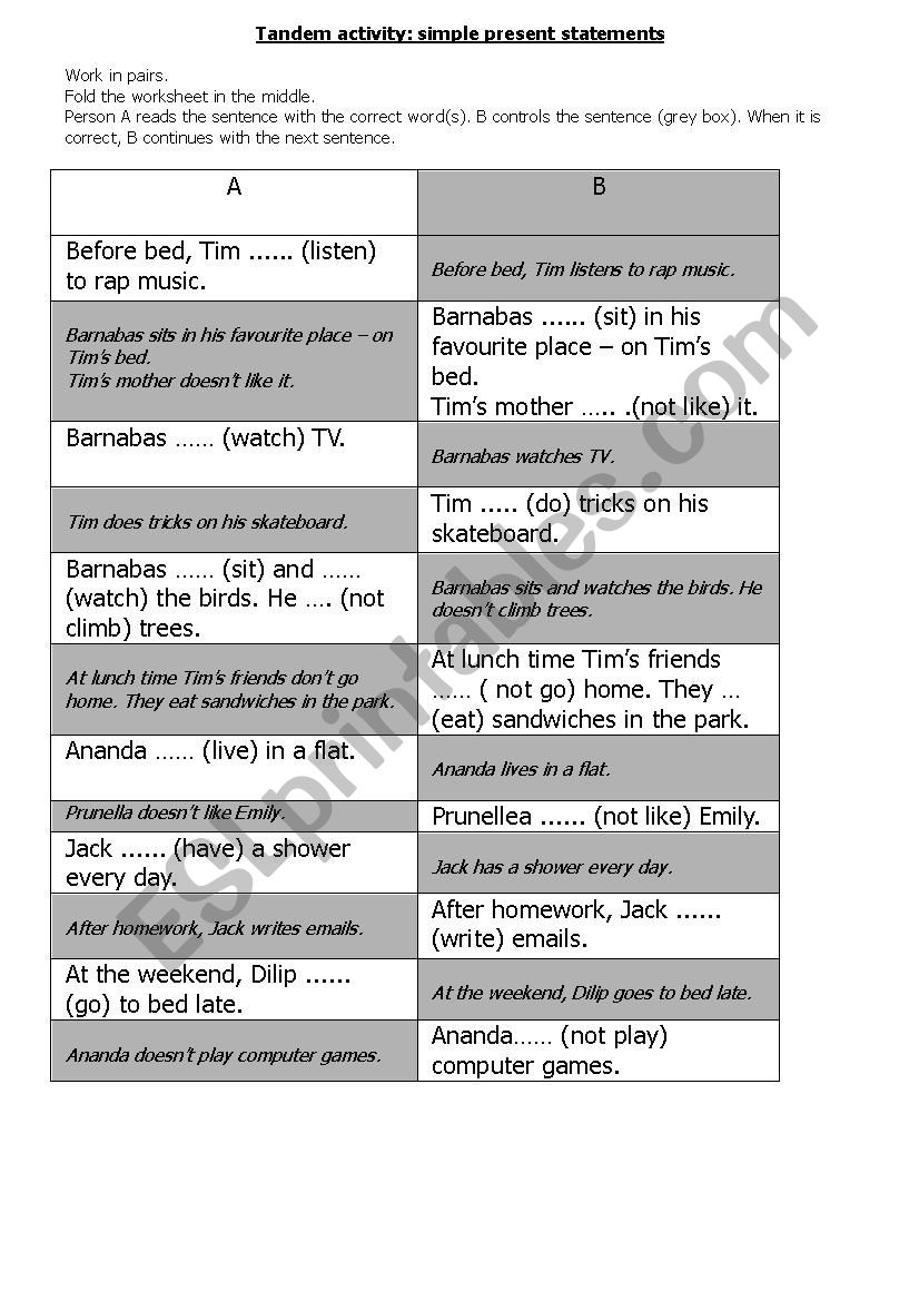 simple present affirmative and negative