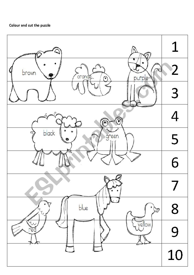 Brown bear, brown bear puzzle worksheet