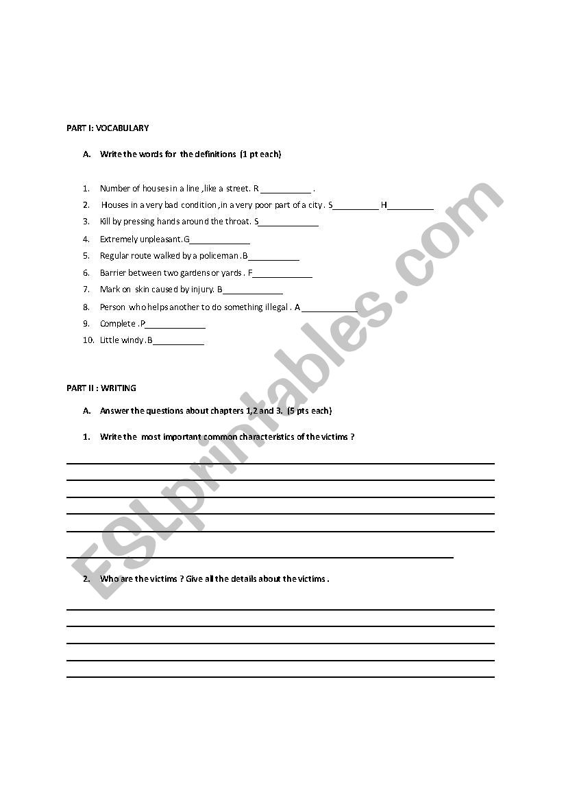 jack the ripper test worksheet