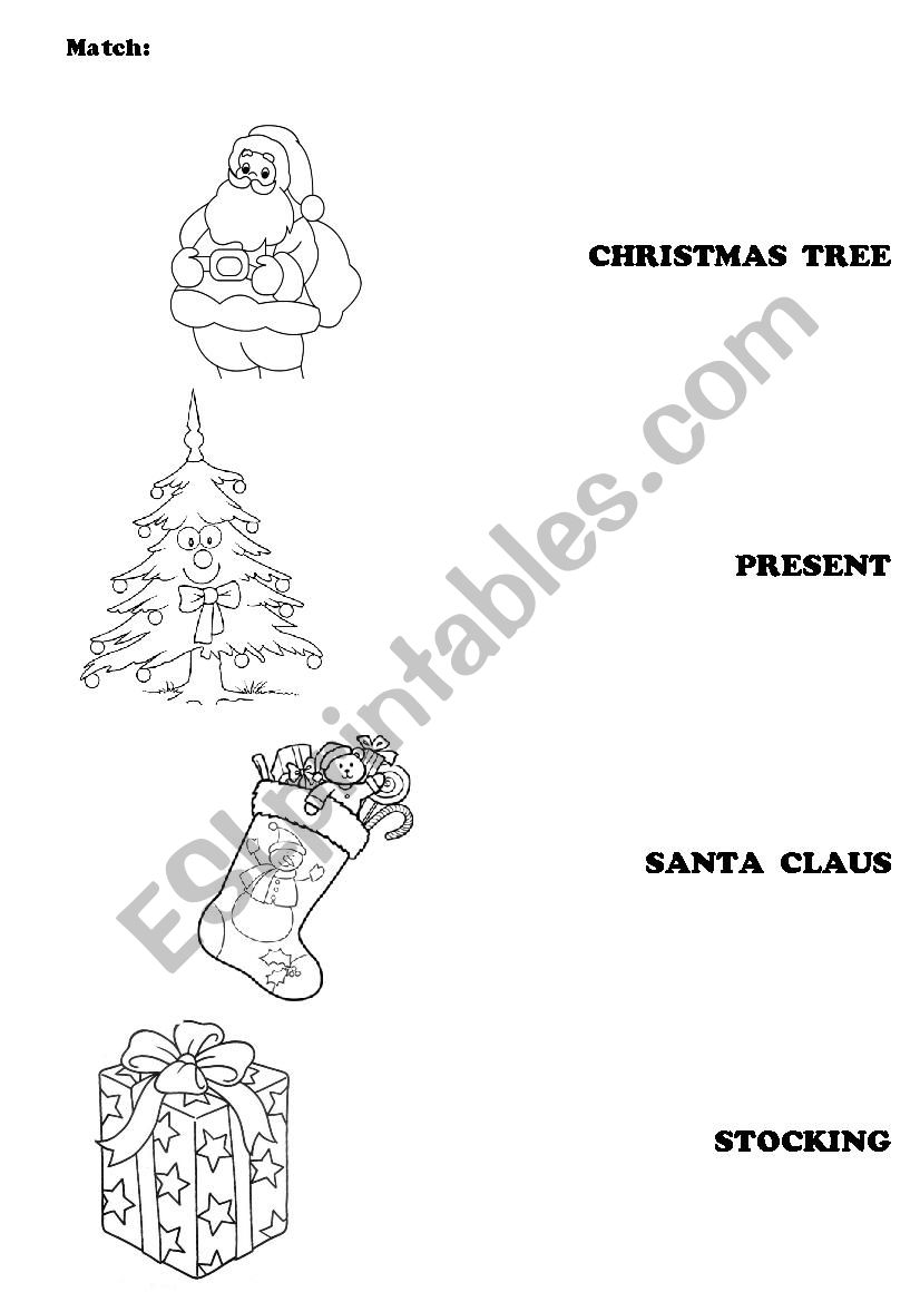 Christmas match worksheet