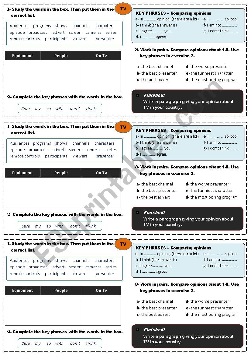 TV worksheet