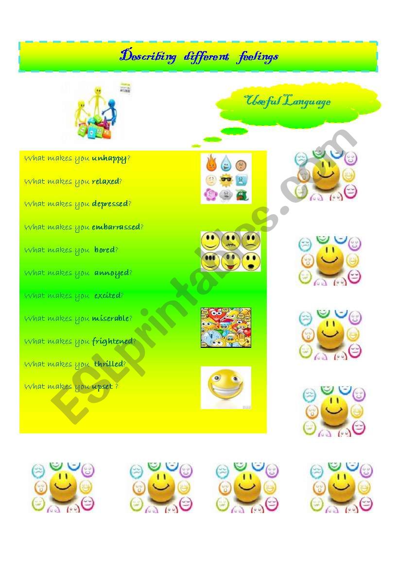 Describing feelings worksheet