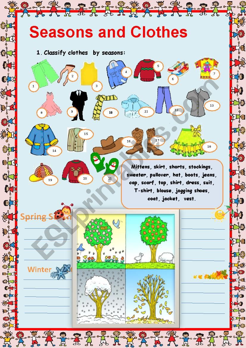 Clothes and Seasons worksheet