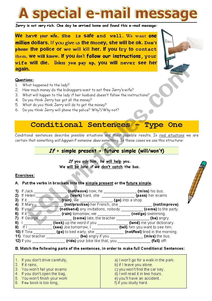 A special e-mail message worksheet