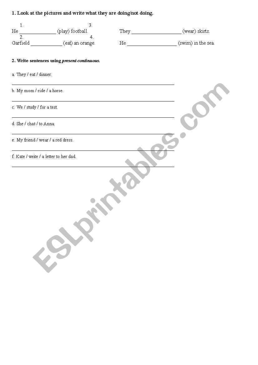 Present Continuous Exercises worksheet