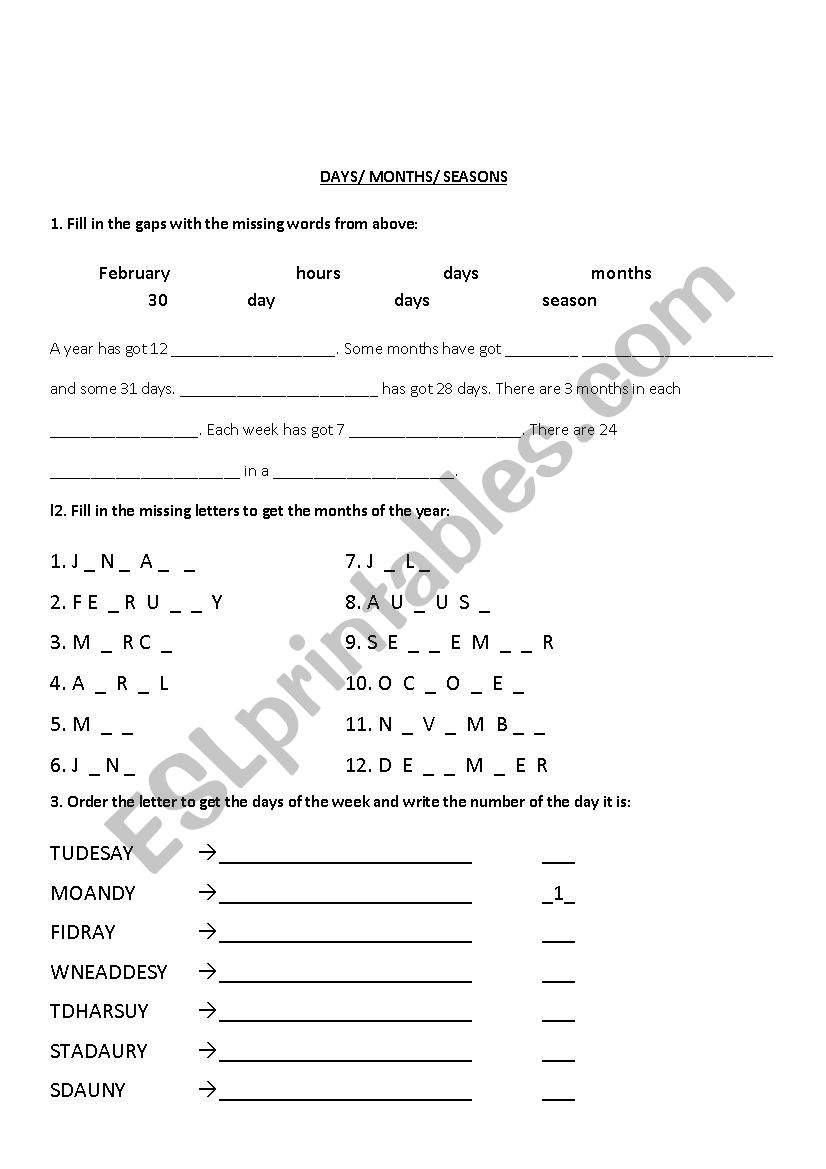 Routines  worksheet