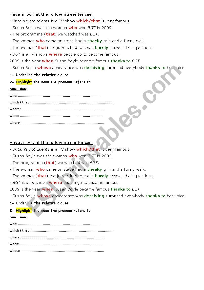 relative clauses BritainÂ´s got talents