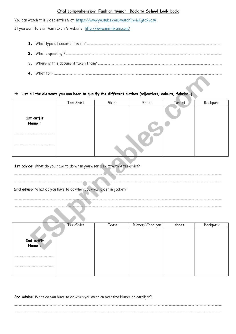 Fashion & clothes  worksheet