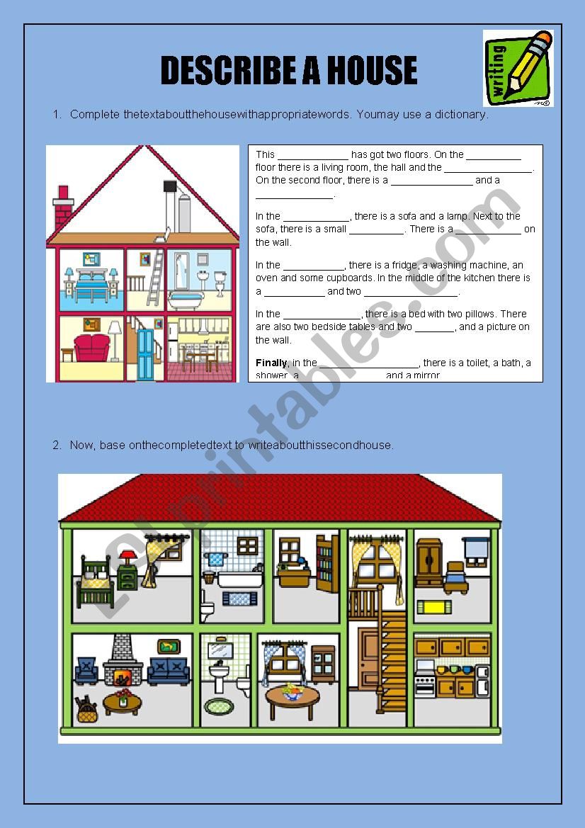 Describe a house. worksheet