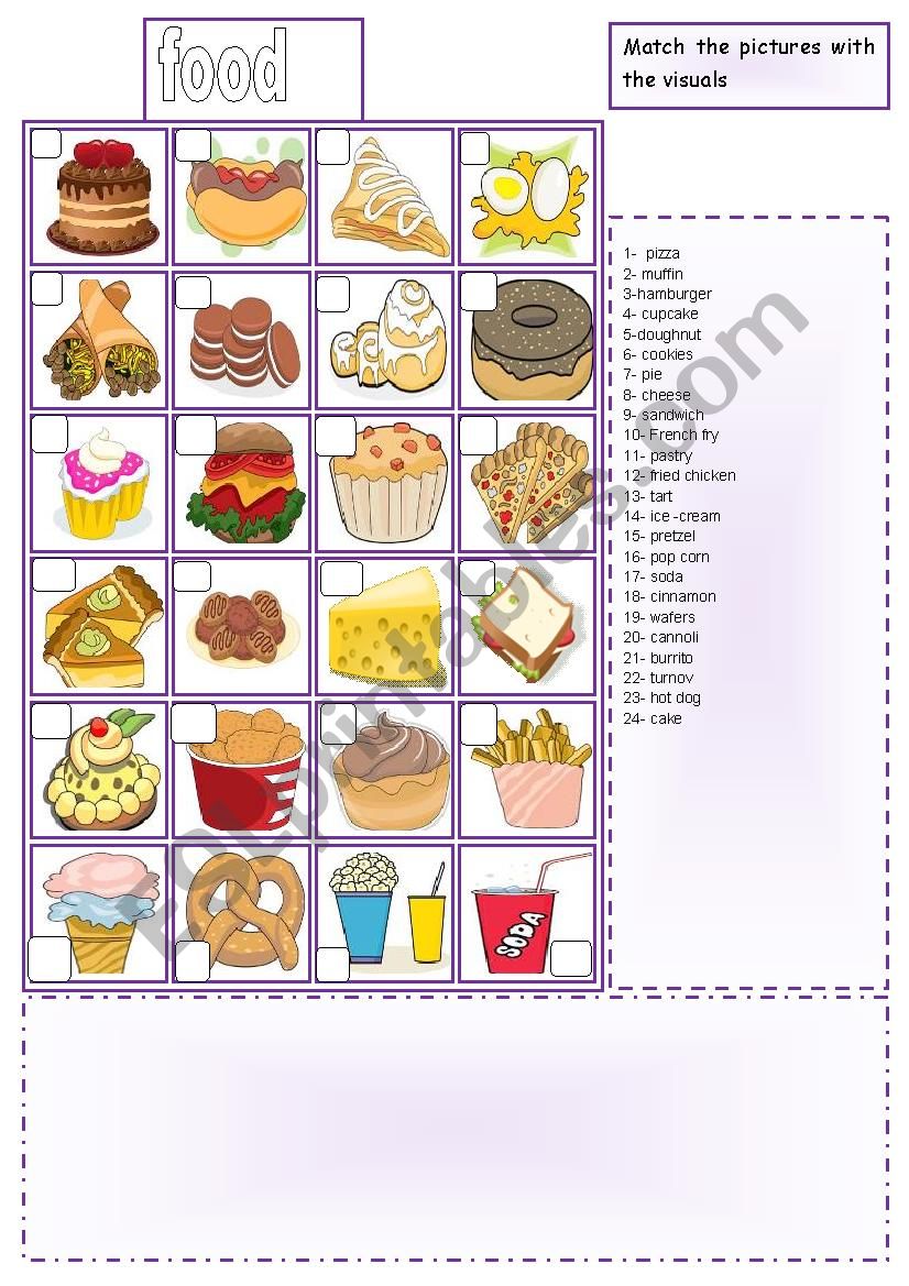food matching worksheet